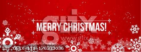 Template of a Christmas banner for websites and social networks with snowflakes on a red background. Vector illustration.