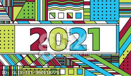 The year 2021 written in abstract patterns and colors illustration. Vector EPS 10 available.