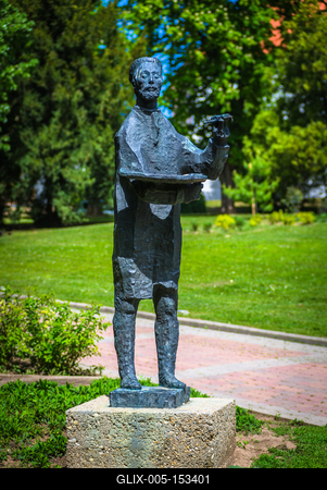 Pécs, Csontváry szobor-stock-foto