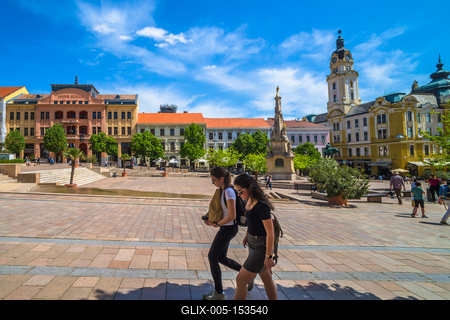 Pécs, Széchenyi tér-stock-foto