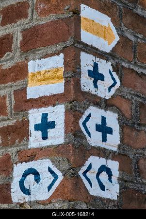 Turista jelzések az Őrségben-stock-foto