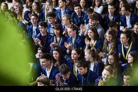 Áder János klímavédelmi tanórát tartott Budakeszin-stock-foto