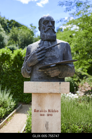 Barabás Villa, Budapest *** Sculpture of Miklos Barabas-stock-foto