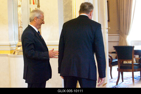 Schmitt Pál és Sólyom László tárgyalása-stock-foto