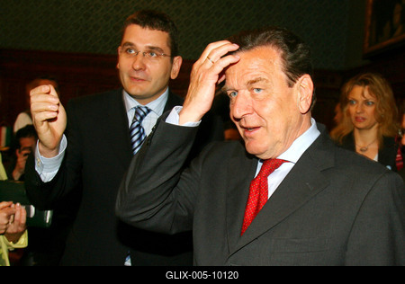 Gerhard Schröder Budapesten-stock-foto