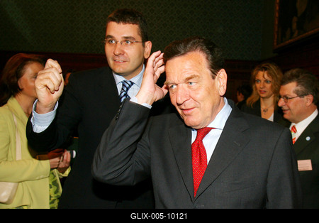 Gerhard Schröder Budapesten-stock-foto