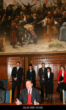 Gerhard Schröder Budapesten-stock-foto