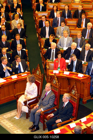 Magyarországon a spanyol királyi pár-stock-foto