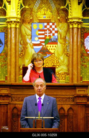 Magyarországon a spanyol királyi pár-stock-foto