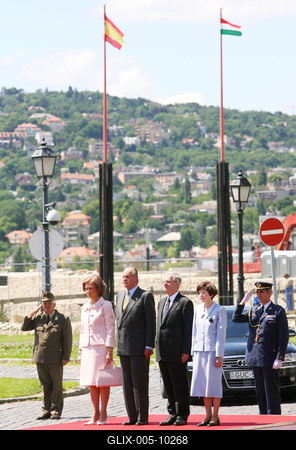 Magyarországon a spanyol királyi pár-stock-foto
