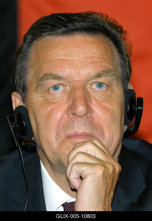 Gerhard Schröder Budapesten-stock-foto