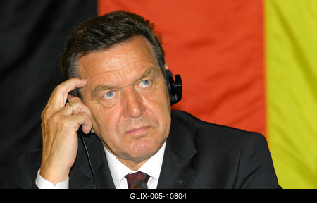 Gerhard Schröder Budapesten-stock-foto