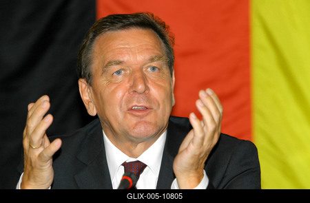 Gerhard Schröder Budapesten-stock-foto