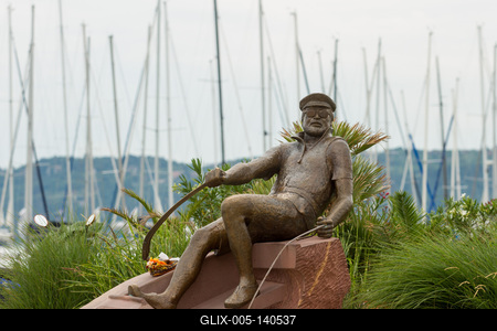Balatonfüred, Bujtor István szobra-stock-foto