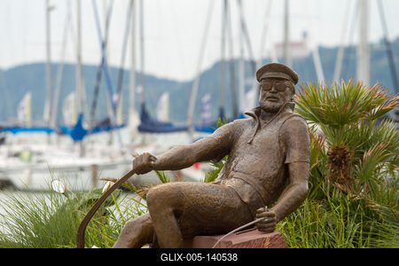 Balatonfüred, Bujtor István szobra-stock-foto