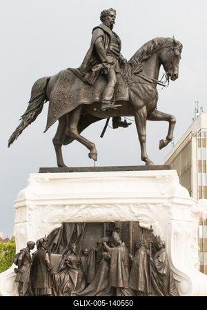 Andrássy Gyula szobra a Kossuth téren-stock-foto