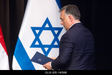 Orbán Viktor és Benjamin Netanjahu a MAZSIHISZ-be látogatott-stock-foto