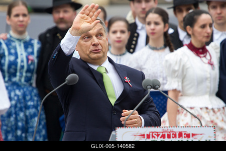 Március 15-i ünnepség a Nemzeti Múzeum előtt-stock-foto