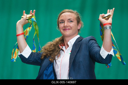 A Syma-csarnokban fogadták olimpikonjainkat-stock-foto