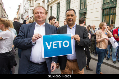 Tüntetés a CEU elleni törvény elfogadása miatt-stock-foto