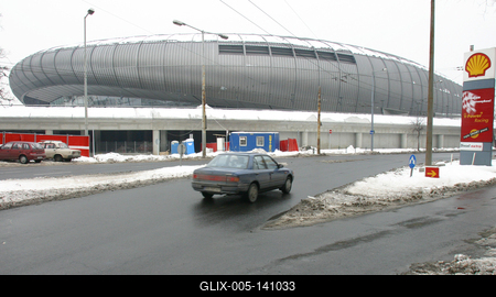 Az épülõ Budapest Sportcsarnok-stock-foto
