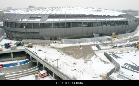 Az épülõ Budapest Sportcsarnok-stock-foto