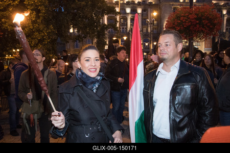 Fáklyás tüntetés a tandíj ellen a Gellért tér és a Corvinus Egyetem között.A képen Demeter Márta és Keresztes László Lóránt .2018.10.23.Fotó:Vörös Szilárd-stock-foto