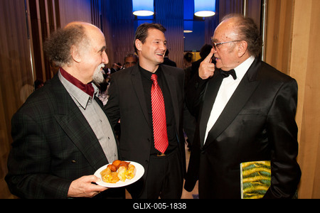 Budapest, 2010.12.04.
Idén nyolcadik alkalommal került megrendezésre a Prima Primissima Díjátadó Gálaest a Művészetek Palotájában.

A képen balról: Sándor György humorista, Erdei Zsolt ökölvívó és Demján Sándor üzletember-stock-foto