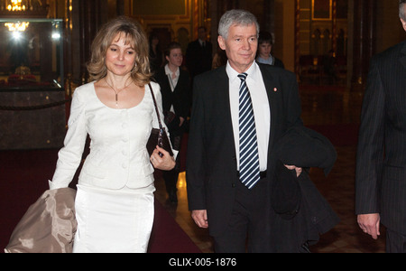 Polt Péter és felesége-stock-foto