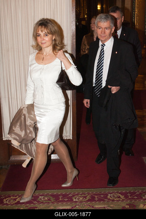 Polt Péter és felesége-stock-foto