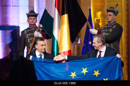 Belgium átadta az EU-elnökséget Magyarországnak-stock-foto