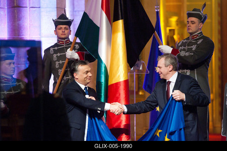 Belgium átadta az EU-elnökséget Magyarországnak-stock-foto