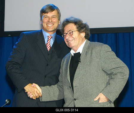 Demszky Gábor és Konrád György-stock-foto