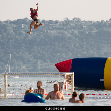 Strandolók Balatonfüreden-stock-foto