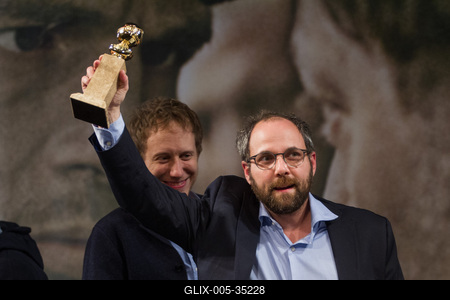 A Saul fia c. film sajtótájékoztatója-stock-foto