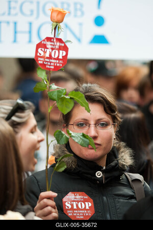 Tüntetés a felsőoktatási törvény ellen-stock-foto