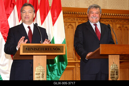 Orbán Viktor és Csányi Sándor sajtótájékoztatója a Parlamentben-stock-foto