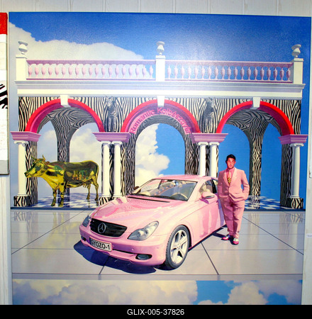 Festménykiállítás Győzikéről-stock-foto