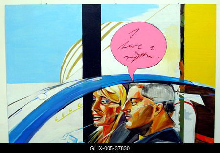 Festménykiállítás Győzikéről-stock-foto