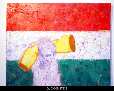 Festménykiállítás Győzikéről-stock-foto