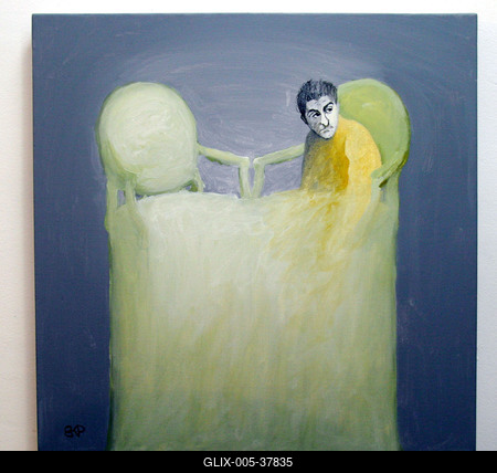 Festménykiállítás Győzikéről-stock-foto