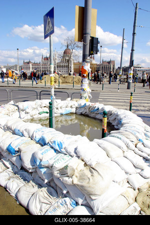 Árvíz Budapesten-stock-foto