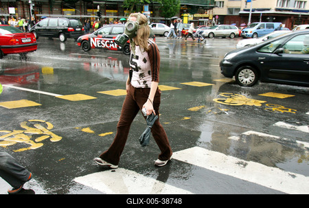 Radikális gyalogosok bénították meg a forgalmat-stock-foto