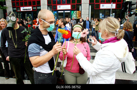 Radikális gyalogosok bénították meg a forgalmat-stock-foto
