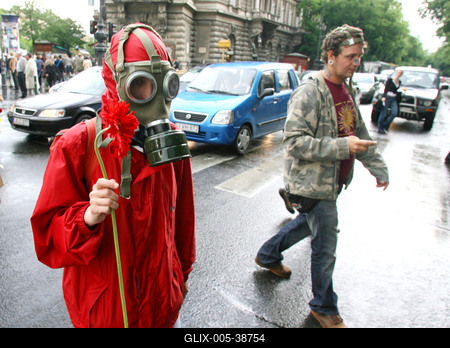 Radikális gyalogosok bénították meg a forgalmat-stock-foto