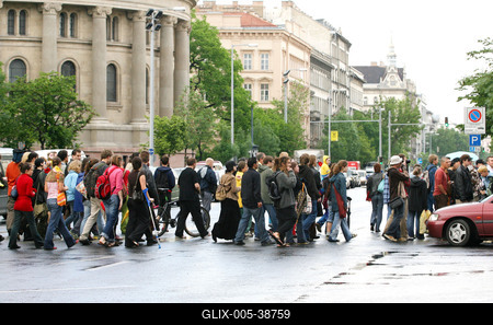 Radikális gyalogosok bénították meg a forgalmat-stock-foto