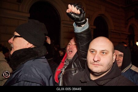Tüntetés az Új Színháznál-stock-foto