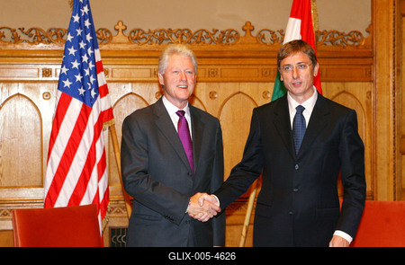Bill Clinton Budapesten-stock-foto