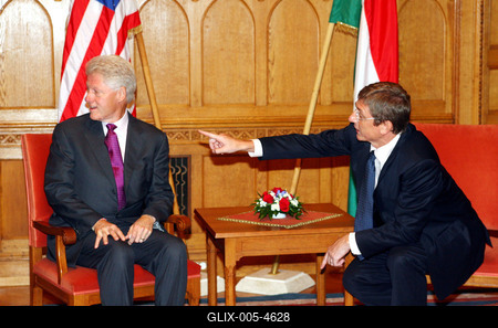 Bill Clinton Budapesten-stock-foto