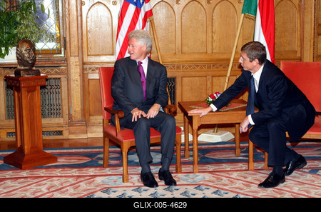 Bill Clinton Budapesten-stock-foto